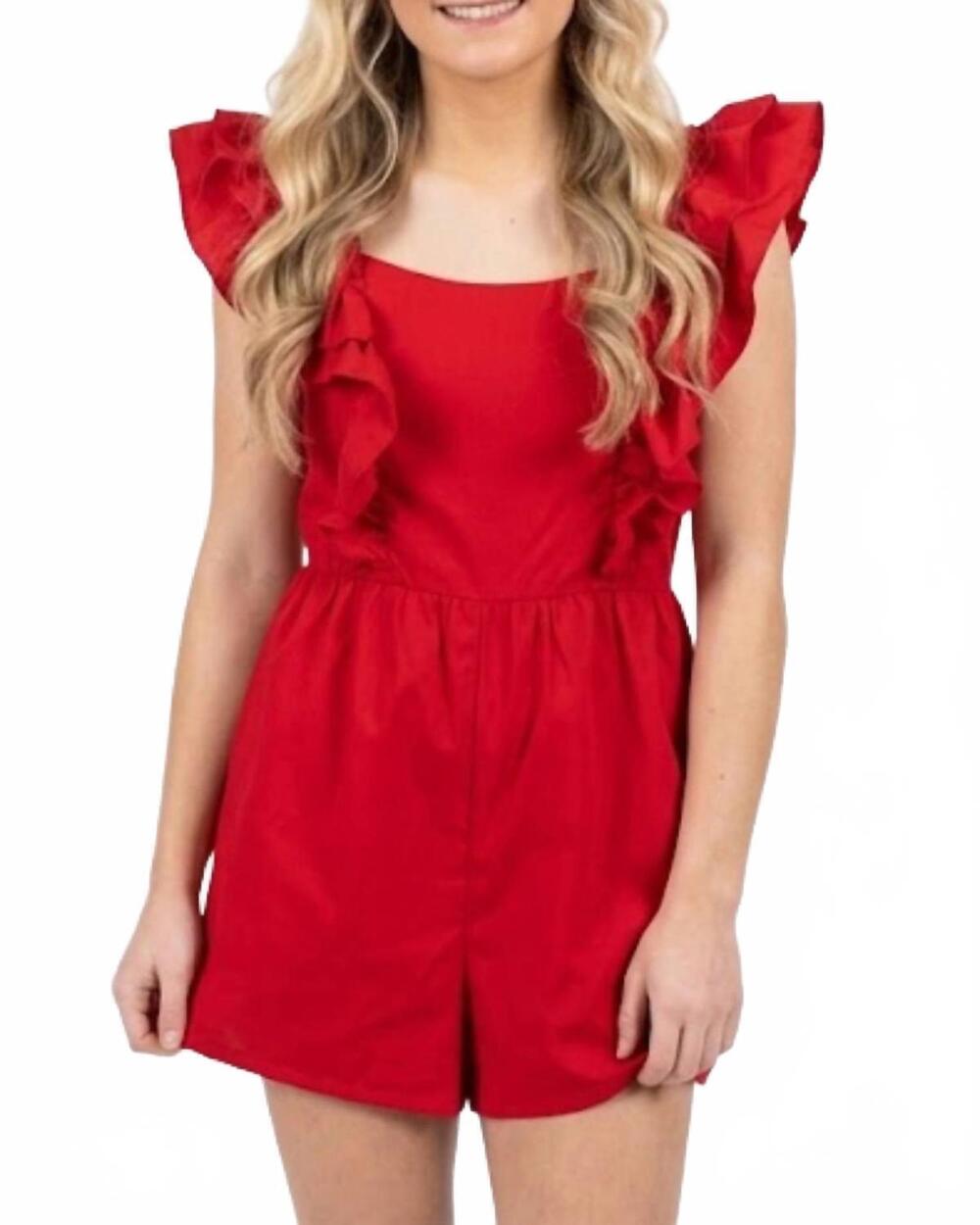 NEW DAY + MOON lover tie back romper in red
